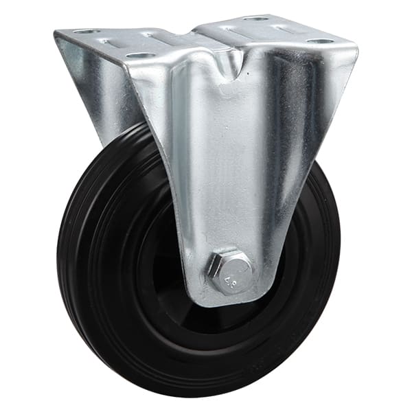 Fixed Black Solid Rubber Industrial Castors with Polypropylene Centre