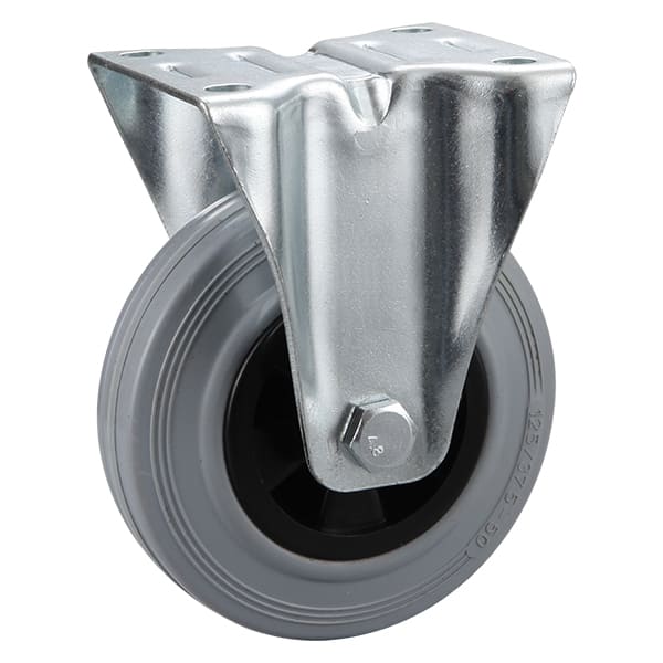 Fixed Grey Solid Rubber Industrial Castors with Polypropylene Centre