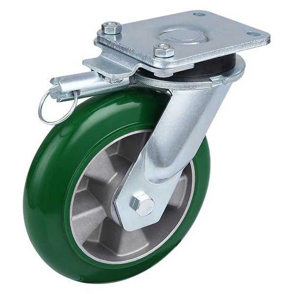 Ekstra tung belastning runde elastiske polyurethan Retningsbestemte låsbare styrehjul