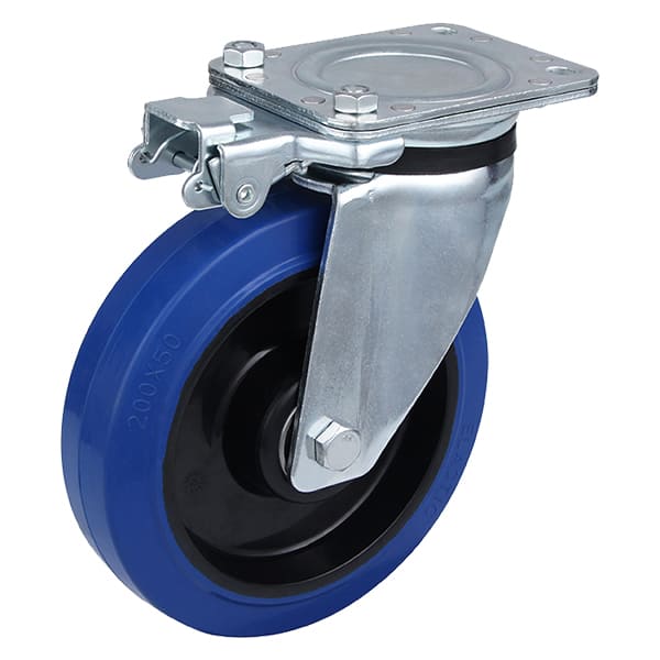 Kraftige elastiske gummihjul med retningsbestemt lås