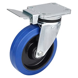 Heavy Load Central Brake Castor Wheels med elastisk gummihjul Kina Engros
