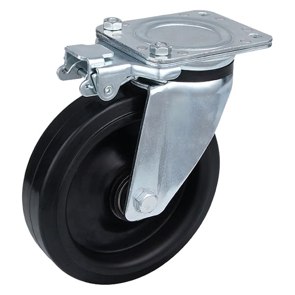 Retningsbestemt låsehjul med tung belastning med sort elastisk gummihjul 500 kg