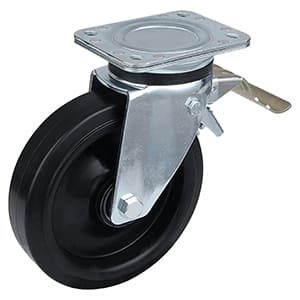 Heavy Load hale bremsehjul med sort elastisk gummihjul