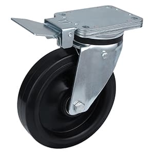 Tungt belastning centralbremsehjul med sort elastisk gummihjul Engrospris